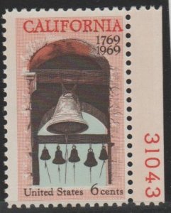 #1373, Single W/PL#31043. California Settlement MNH, ' 6 cent'