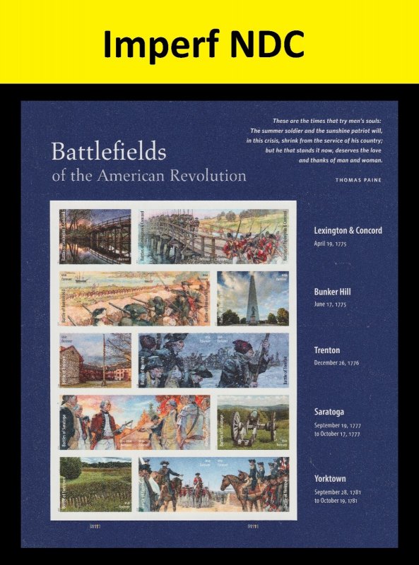 US 5977 5977p Battlefields American Revolution F imperf NDC sheet set MNH 2025