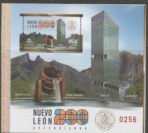 MEXICO STATE OF NUEVO LEON, 200th ANNIVERSARY SOUVENIR SHEET. MINT, NH. VF.