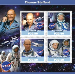 Stamps. SpaceThomas Stafford Botswana 2022 year 1+1 sheets perforated