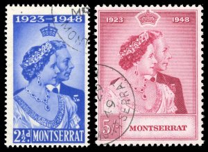 Montserrat 1949 KGVI Silver Wedding set complete VFU. SG 115-116. Sc 106-107. 