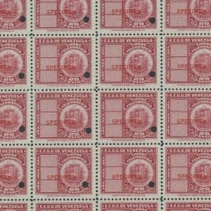 VENEZUELA Telegraph Stamps 1940 *SPECIMEN* 25c Block{25} ABNCo. UM MNH MF11