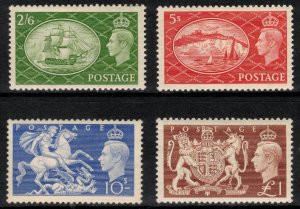 GREAT BRITAIN 1951 2/6-£1 George VI; Scott 286-89, SG 509-12; MNH