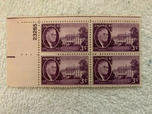 Scott 932 - Plate Block Of 4 - F.D.R.  White House - MNH - 1945