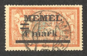 Memel Scott 31 UH - 1920 4m on 2fr French Stamp Surcharged - SCV $3.75