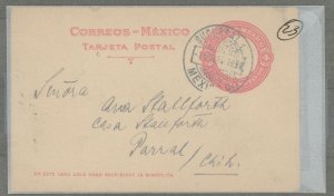 Mexico  1924 4c Red P.C. Long message on reverse