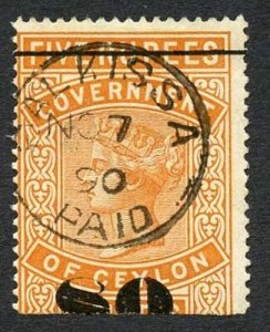 Telégrafo de Ceilão SGT106 80c em 5r laranja 8 dividido-