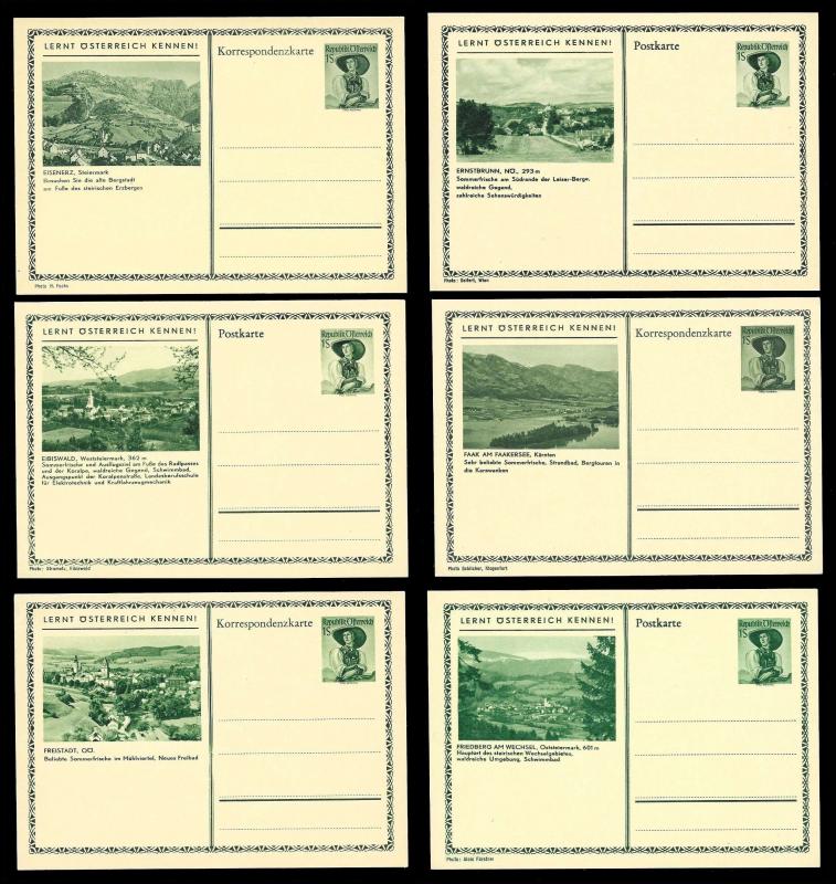 AUSTRIA (120) Scenery View Green 1 Shilling Postal Cards c1950s ALL MINT UNUSED