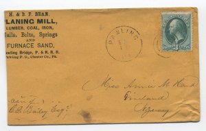 1870s Pawling PA cover 3ct banknote allover reverse advertising [S.2699]