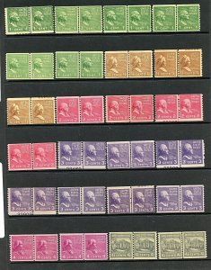 U. S. #839//851 (US501) Line Pairs, Presidential issues/dups, MNH, LH, CV$254.65