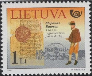 Lithuania 2001 Sc 703 1 l Postal Regulations enacted by Stefan Bathory