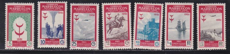 Spanish Morocco # 301-303, B29-32, Anti TB Pictorials, NH, 1/2 Cat.