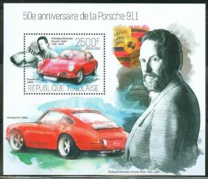 TOGO  2013 50th ANNIVERSARY OF THE PORSCHE 911 SOUVENIR SHEET MINT NH