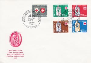 Switzerland 1956 Pro Patria Complete (5) First Day Cover RED CROSS