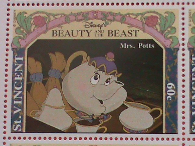 ST.VINCENT STAMP: 1992 SC#1774 DISNEY CARTOON- BEAUTY AND THE BEAST-MNH SHEET