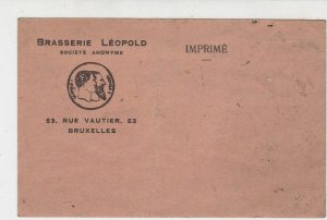 Leopold Brewery Brussels 1940 Invoice Postal Card Ref 31089