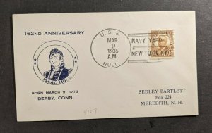 1935 USS Hull Navy Cover to Meredith NH Navy Yard New York NY Cancel