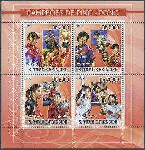 Sao Tome & Principe 2008 MNH Sports Stamps Table Tennis Zhang Yining 4v M/S