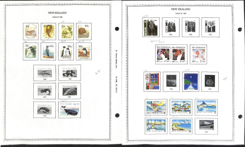 New Zealand Stamp Collection on 10 Minkus Pages, 1988-1992