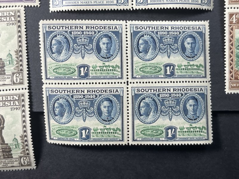 SOUTHERN RHODESIA # 56-63-MINT/NEVER HINGED--COMPLETE SET OF BLOCKS OF 4--1940
