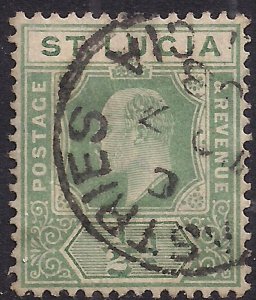 St Lucia 1904 - 10 KEV11 1/2d Green used SG 65 ( H904 )