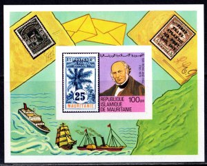 Mauritania 1979 Sc#419 ROWLAND HILL/SHIPS/STAMPS ON STAMPS S/S IMPERFORATED MNH