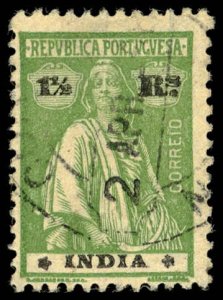 PORTUGUESE INDIA Sc 375K USED - 1921 1½r - Ceres, Ordinary paper - Perf 12 x 11½