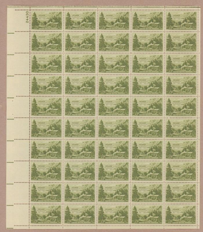 {BJ Stamps}  999    Nevada Settlement Centennial.   MNH   3¢ sheet of 50.  1951.