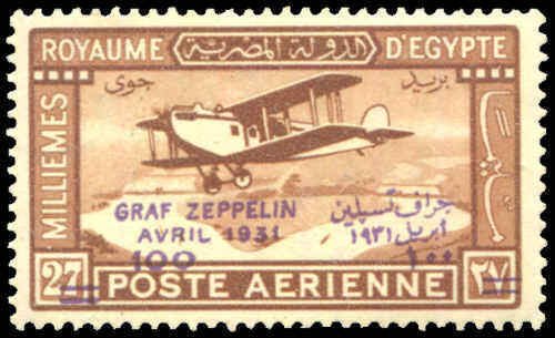 Graf Zeppelin Overprint Egypt C4 1931