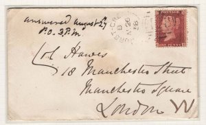 GB 1854 1d red star on neat cover to London, scarce experimental Hurst Green s