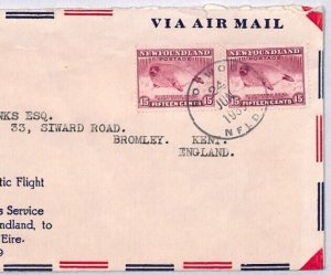 Canada NEWFOUNDLAND Air Mail FIRST FLIGHT PAN-AM Botwood GB Bromley 1939 YN82