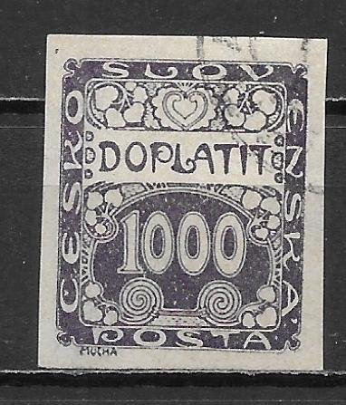 Czechoslovakia J13 1000h Postage Due single Used (lib) (z3)