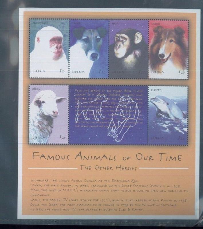 FAMOUS ANIMALS OF OUR TIME - Two Souvenir SheetS MNH LIBERIA - E23