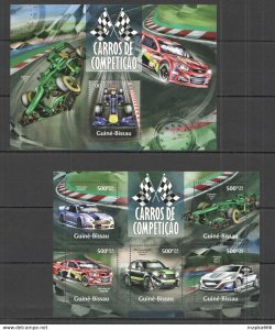 2013 Guinea-Bissau Transport Racing Cars Kb+Bl ** Stamps St1234