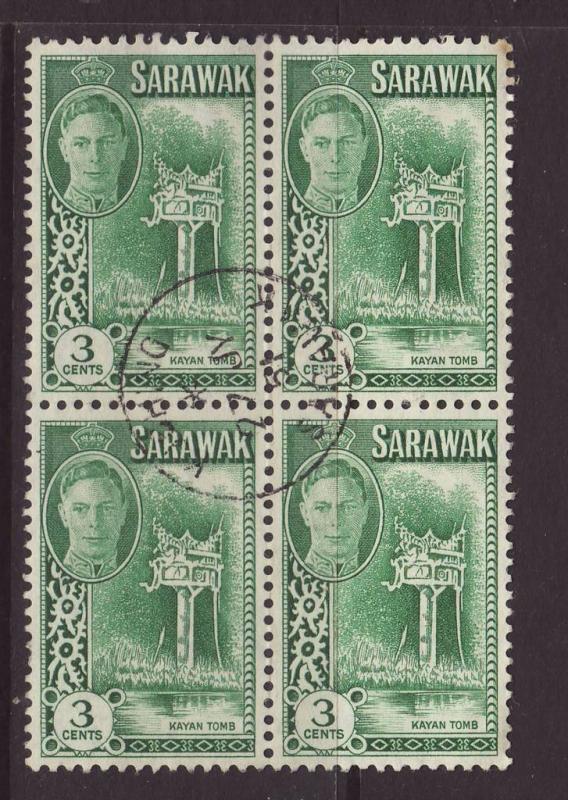 1950 Sarawak 3c Block of 4 Fine.Used SG173.