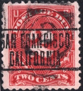 SC#J62 2¢ Postage Due Precancel: San Francisco, California (1917) Used