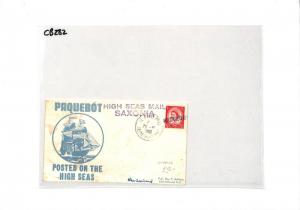 CB282 1960 GB WILDINGS *High Seas Mail Saxonia* PAQUEBOT Cover SHIP Vignette