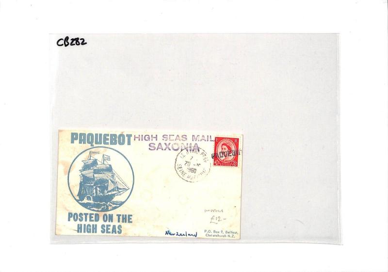 CB282 1960 GB WILDINGS *High Seas Mail Saxonia* PAQUEBOT Cover SHIP Vignette