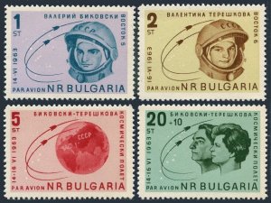 Bulgaria C99-C101,CB3, MNH. Michel 1394-1397. Bykovski, Tereshkova flights,1963.