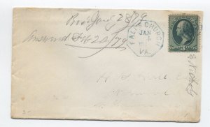 1879 Falls Church VA 3 cent banknote cover octagon postmark [h.4415]