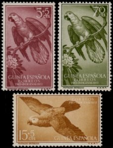 ✔️ SPANISH COLONIES GUINEA 1957 - BIRDS - MI.330/332 SC. 347, B41/B42  MNH **