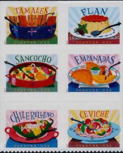 2017 49c Delicioso, Tamales, Chile Relleno, Block of 6 Scott 5192-97 Mint VF NH