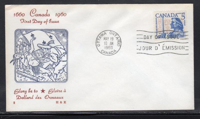 Canada #390 FDC H&E Cachet Unaddr F470