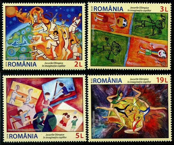 HERRICKSTAMP NEW ISSUES ROMANIA Sc.# 6170-73 Olympic Games Children's Drawings