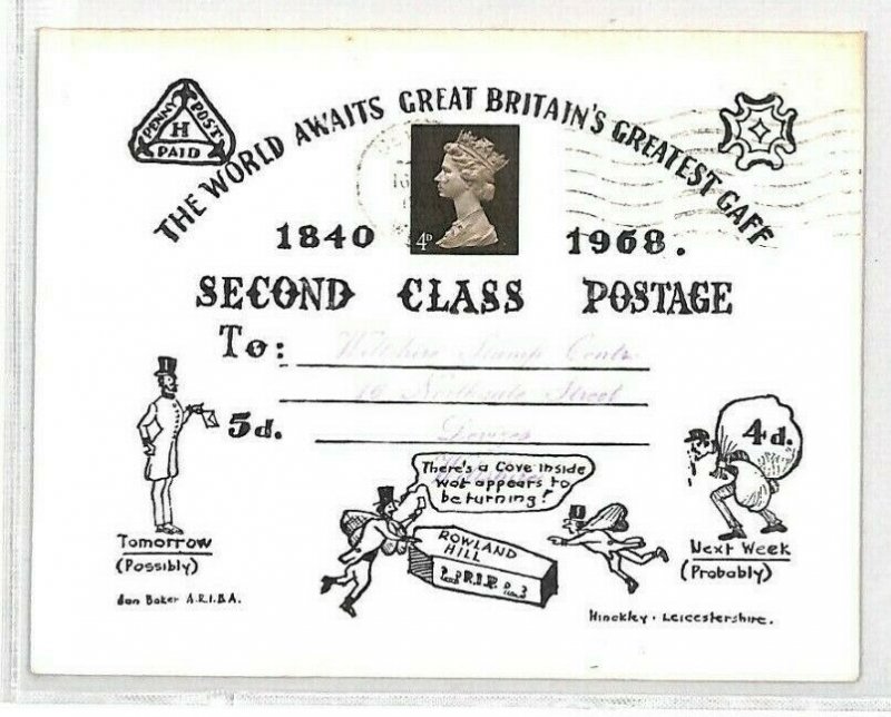 GB Cover MULREADY DERIVATIVE 1968 Machin *2nd Class Post* {samwells-covers} CG68