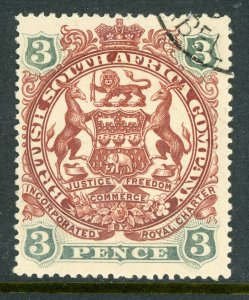 Southern Rhodesia 1897 British South Africa QV 3d SG #69 VFU A515