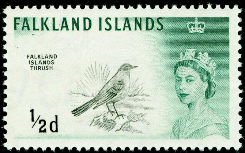 FALKLAND ISLANDS SG54, ½d black & myrtle-green, NH MINT.