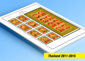 COLOR PRINTED THAILAND 2011-2015  STAMP ALBUM PAGES (97 illustrated pages)