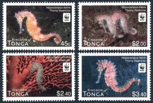 Tonga 1173-1176, MNH. WWF-2012. Depictions of Thorny seahorse.