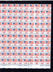 1622 Flag over Independence Hall, MNH sheet/100 Bottom P (#37143+)